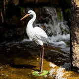 Garden Elegance White Crane Garden Statue, 18.11-Inch Resin Bird Sculpture, Long-Legged Decorative Ornament for Outdoor Pond, Yard and Lawn
