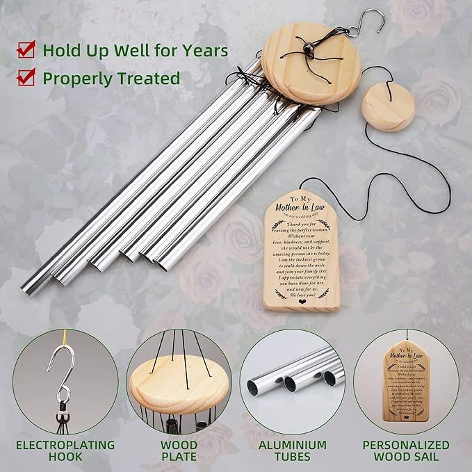 Wedding Gift for Mother of The Bride, Mother in Law Gift from Son in Law, Mother of Bride Wedding Wind Chime, Mother in Law Wedding Keepsake
