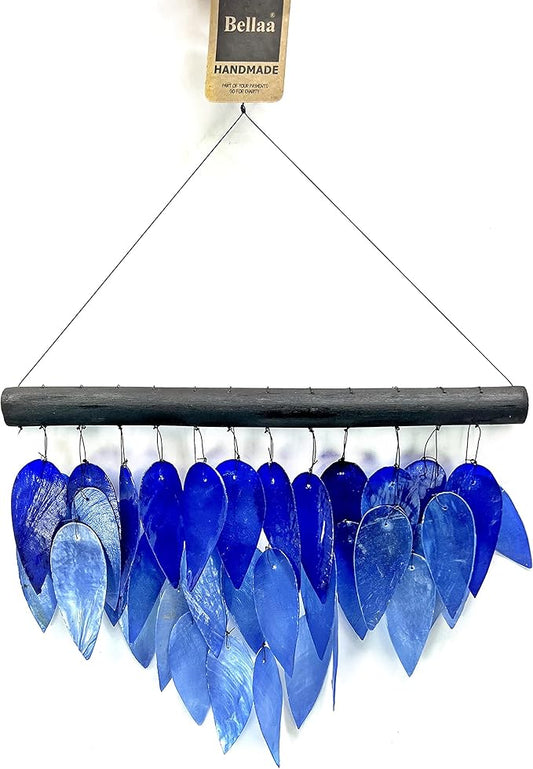 Bellaa Handmade Wind Chimes Outdoor, Capiz Seashell Glass, Gental Musical Windchime Outside Garden Decoration, Beach, Gifts for Mom 24490