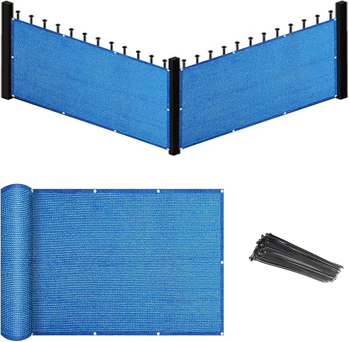 Eden's Decor Balcony Privacy Screen Cover Mesh Windscreen Weather-Resistant UV Protection for Backyard Deck, Patio, Balcony, Pool, Porch, Fence, Railing, Gardening (Blue,2'6"x 25')