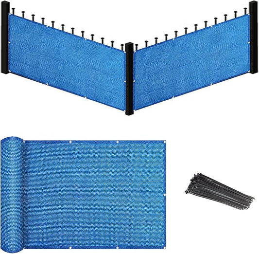 Eden's Decor Balcony Privacy Screen Cover Mesh Windscreen Weather-Resistant UV Protection for Backyard Deck, Patio, Balcony, Pool, Porch, Fence, Railing, Gardening (Blue,3'4"x 15')