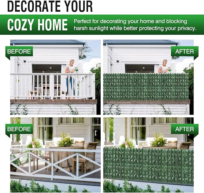 140x40inch Artificial Ivy Privacy Fence Wall Screen, Faux Greenery Backdrop Ivy Vine Leaf Hedges Fence Panels for Patio, Balcony, Garden, Backyard Indoor Outdoor Decor
