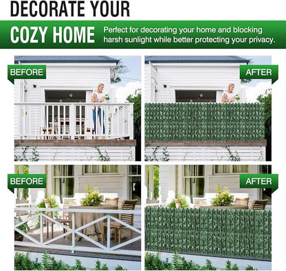 120x60inch Artificial Ivy Privacy Fence Wall Screen, Faux Greenery Backdrop Ivy Vine Leaf Hedges Fence Panels for Patio, Balcony, Garden, Backyard Indoor Outdoor Decor