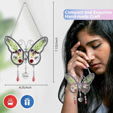 Nana Gift Butterfly Suncatcher for Window Hanging Sun Catchers Ornament with Pressed Flower Nana Heart Charm Birthdays Gift for Women for Nana Gift for Grandma