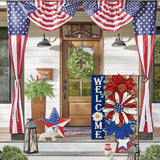 AVOIN colorlife Patriotic 4th of July Garden Flag 12x18 Inch Double Sided Outside, Floral Welcome Daisy Holiday Yard Outdoor Decoration