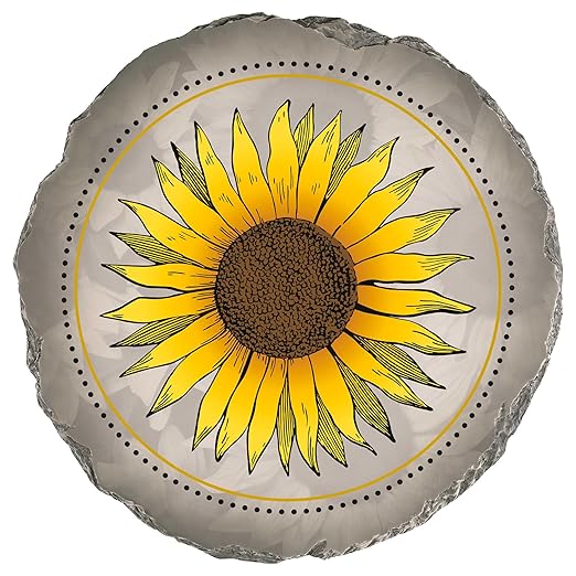 Magnolia Garden 10-Inch Vibrant Sunflower Decorative Stepping Stone – Yellow Floral Resin Garden Walkway Tile – Modern Farmhouse Outdoor Accent – Cheerful Summer Yard Decoration & Housewarming Gift