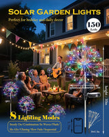 Solar Garden Lights Outdoor Yard Decorations, 4 Pack 150Leds Pathway Light, Fairy Firework Stake Lights for Garden, Patio, Pathway, Flowerbed Multicolor