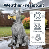 Dog Solar Garden Statue with LED Light - Outdoor Yard, Lawn, Patio Doberman Decor - Unique Birthday Housewarming Gift for Dad, Mom, Men, Women
