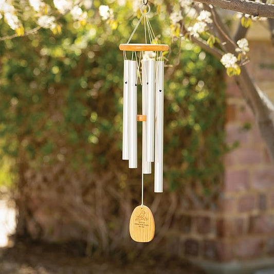 Woodstock Wind Chimes For Outside, Outdoor Garden, Patio, and Front Porch Decor, Inspirational and Memorial Chime (22") Reflections Irish Blessing Wind Chime, Silver Gifts (WRIB)