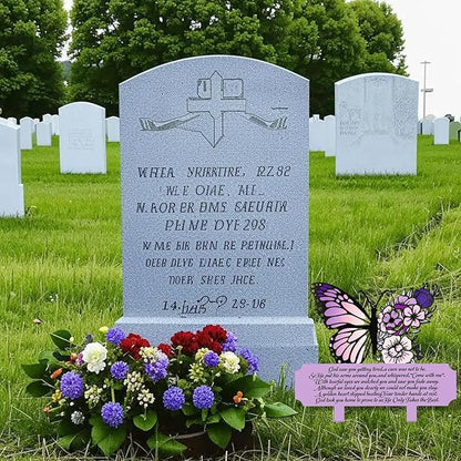 Memorial Grave Markers & Decorations - Weatherproof Metal Sympathy Plaques & Butterfly Stakes for Cemetery, Yard, Garden, Patio - Waterproof Remembrance Grave Stakes for Outdoors