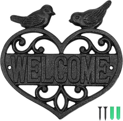 MOLIGOU Cast Iron Welcome Sign, Wall Mount Welcome Plaque, Bird Welcome Sign for Front Door, Porch, Entryway