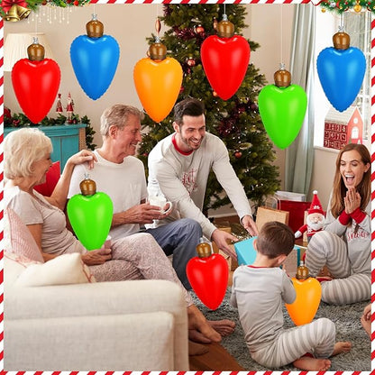 24 Pcs 10 Inch Inflatable Christmas Light Bulbs Ornaments Inflatable Christmas Ball Decorations Xmas Large Blow up Light Bulb Outdoor Indoor for Yard Lawn Tree Hanging Porch Garden Home