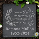 Memorial Garden Stone, Memorial Stone, Personalized Memorial Gifts, Sympathy Gifts for Loss of Loved One, Bereavement Gifts for Loss of Father Mother - Walk Beside Us Every Day - Square