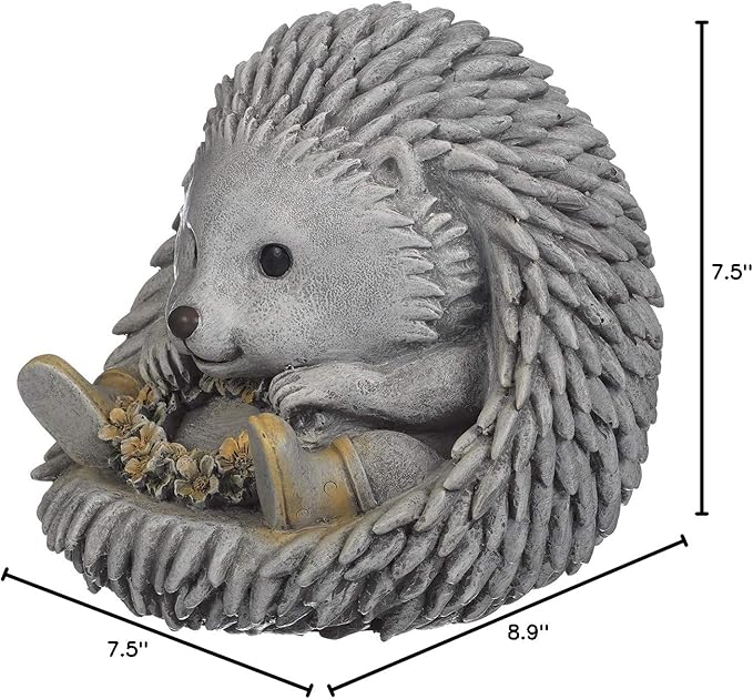 Roman Garden - Hedgehog in Rain Boots Statue, 7.5H, Pudgy Pals Collection, Resin and Stone, Decorative, Garden Gift, Home Outdoor Decor, Durable, Long Lasting