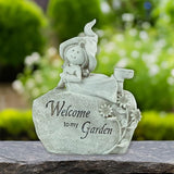 Northlight 7.5" Girl Laying on Rock Welcome to My Garden Outdoor Garden Statue