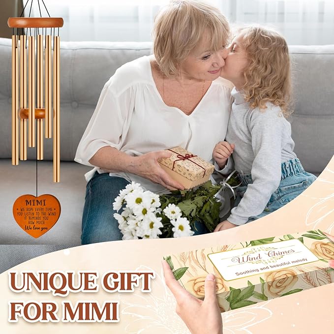 Mimi Gifts, Gifts for Mimi, Mimi Birthday Gift for Grandma from Grandkids, We Love You Mimi Wind Chimes for Birthday Thanksgiving Christmas Mothers Day, Best Mimi Ever Gift Presents