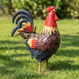 Zhengmy Metal Rooster Garden Statue Lifelike Colorful Metal Rooster Yard Decor Hand-Painted Iron Chicken Sculpture for Patio Lawn Backyard Farmhouse Outdoor Indoor Decoration (Red)