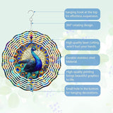 Peacock Wind Spinner, Hanging 3D Outdoor Wind Chimes, 10 inch Metal Wind Spinner for Outdoor & Indoor Decor, Yard Art Gift