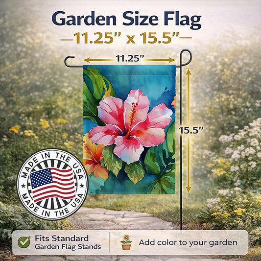 Caroline's Treasures Hawaii Hawaiian Hibiscus in Watercolor Garden Flag Mailbox Flag Decorative Yard Flag Banner Outside Patio Artwork Yard Flower Beds, Garden Size, Multicolor