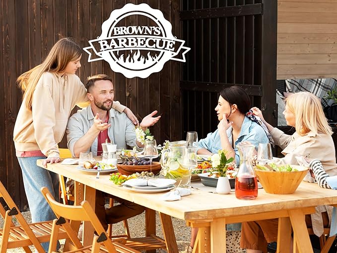 Personalized BBQ Grill Name Sign, Custom Metal Sign Dad's BBQ, Barbecue Garden Bar Outdoor Sign, Housewarming Birthday Gift Metal Sign Patio Decor Wall Grandpa Papa Gift