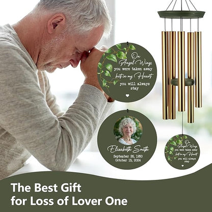 ASTARIN Customized Wind Chimes Memorial, Sympathy Gifts for Loss of Mom Dad Son, Grief Gifts for Women, Condolences Wind Chime Gift Idea, Wooden Windchime Deep Tone(Produced in USA)