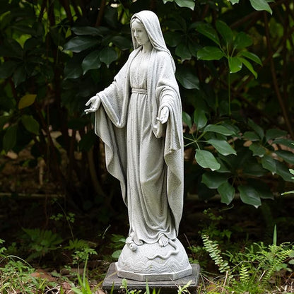 BC Catholic Our Lady of Grace Virgin Mary Statue, 24" H Holy Mother Statue for Garden, Mother Mary Décor for Outdoor Yard Patio Lawn Hallway, Religious Gift, Handpainted by Buildclassic