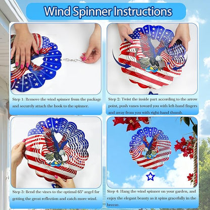 3D Wind Spinner, 12 inch 3D Kinetic Metal Garden Spinners, Rustproof Metal Garden Decor Yard Art, Wind Sculptures Ideal Gift for Homeowners & Garden Lovers