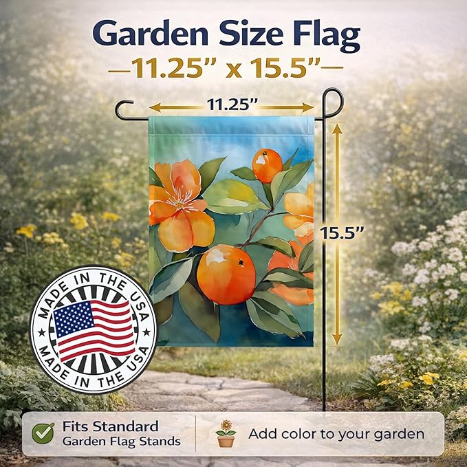 Caroline's Treasures Florida Orange Blossom in Watercolor Garden Flag Mailbox Flag Decorative Yard Flag Banner Outside Patio Artwork Yard Flower Beds, Garden Size, Multicolor
