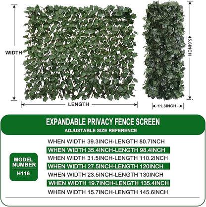 Expandable Fence Privacy Screen for Balcony Patio Outdoor,Decorative Faux Ivy Fencing Panel,Artificial Hedges (Single Sided Leaves)……