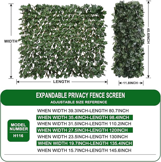 Expandable Fence Privacy Screen for Balcony Patio Outdoor,Decorative Faux Ivy Fencing Panel,Artificial Hedges (Single Sided Leaves)……