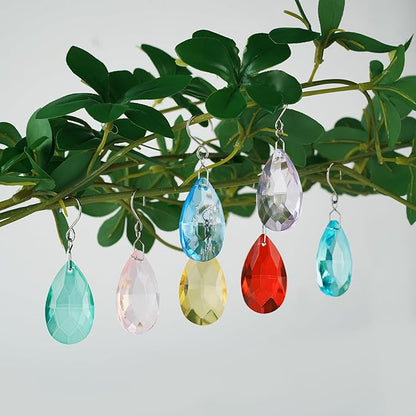 38mm Crystal Suncatcher Prism, 10pcs Multicolor Teardrop Crystals Chandeliers Replacement Pendants Christmas Crystal Ornaments Tree Decorations Birthday Wedding Party Home Decor Gifts (Colour)
