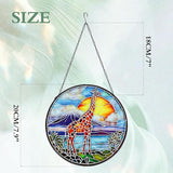 Giraffe Stained Glass Window Hanging Suncatcher with Chain - 7.9" Outdoor/Indoor Art Decor for Home Garden, Thanksgiving, Wedding, Mother's, Valentine's & Christmas Ornaments Present Gifts
