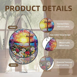 Cross Flower Stained Glass Window Hanging, Cross Suncatchers, Wildflower Christian Easter Sun Catchers Indoor Window Round Glass Wall Art Hanging Decorations, 7.9x7.9in