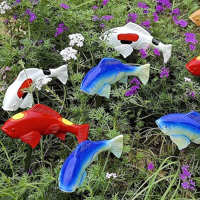 Fish Garden Statue Koi Fish Sculpture for Outdoor,Resin Fish Garden Ornaments,Fish Sculpture Garden for Patio,Yard,Lawn,Pond,Home Decoration (Green)