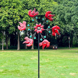 Cardinal Red Bird Wind Spinner Garden Decor, 48 Inch Metal Yard Spinner Sculpture for Patio Lawn & Outdoor Decorations