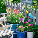 Metal Flowers for Outside, 16.15" 4-Pack Metal Colorful Butterfly & Flower Decorative Garden Stakes for Spring Garden Decor, Shaking Head Yard Art Decorations for Patio Lawn Ornaments