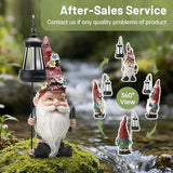 Garden Gnomes Statue with Solar Lantern, Outdoor Gnome Decorations for Yard, Outdoor Figurine Ornament with LED Lights for Patio Lawn, Valentine's Day Birthday Gift for Women Mom Grandma