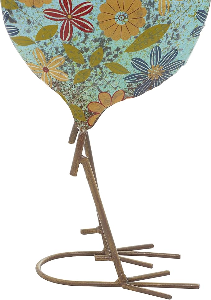 Deco 79 Eclectic Metal Garden Chicken Sculpture, 10" L x 5" W x 17" H, Multi Colored/Blue (Pack of 6)