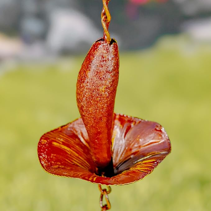 Zaer Ltd. Ornate Hanging Rain Chains (Rust Finish, Mushrooms)