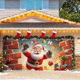 7 x 16 ft Halloween Garage Door Decorations Halloween decorations Witch Door Cover, Hanging Banner, Cauldron Backdrop Mural for Home, Outdoor, Indoor, Spooky Party, Wall, Window (Santa Claus, 7 x 16 ft)