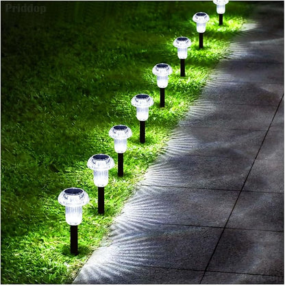 Priddop Solar Lights Outdoor Pathway Waterproof 8 Pack Cold White LED Acrylic Mushroom Decorative Garden Lights for Yard Landscape Patio Outside Decor
