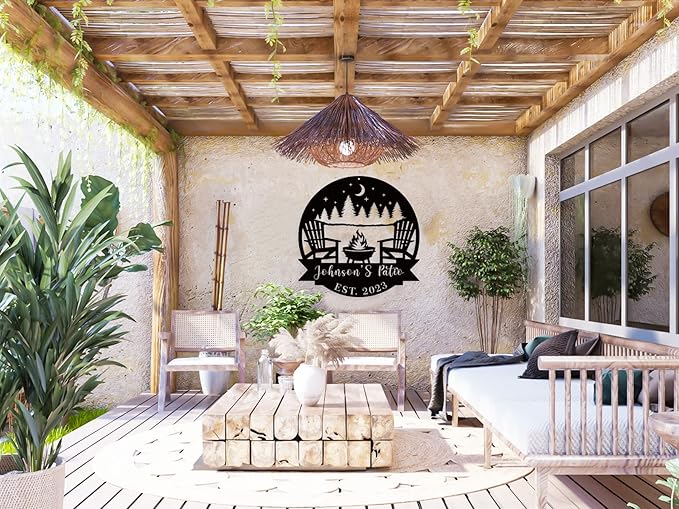 Personalized Welcome to Our Backyard Sign,Personalized Patio Signs and Decor Outdoor, Metal Backyard BBQ Sign, Pool Name Sign