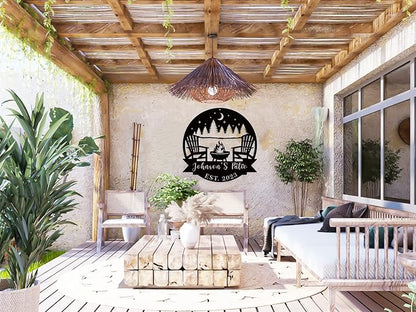 Personalized Welcome to Our Backyard Sign,Personalized Patio Signs and Decor Outdoor, Metal Backyard BBQ Sign, Pool Name Sign