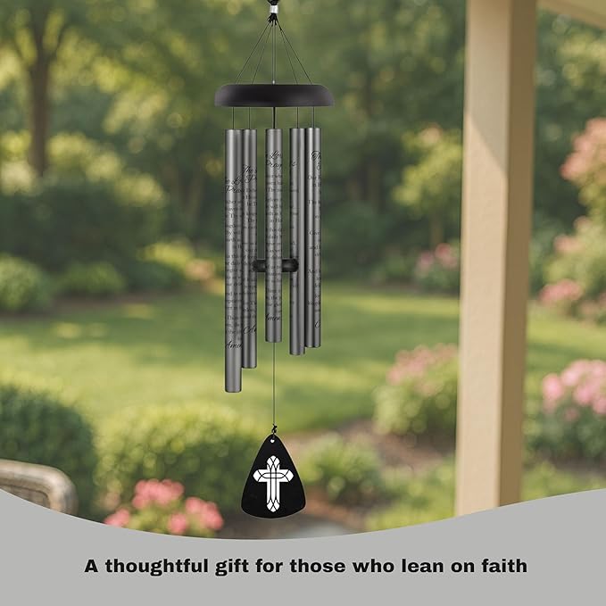 The Bridge Collection 30" 'Lord's Prayer' Christian Bible Verse Wind Chime - Windchime for Outdoor Garden Patio/Porch
