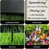 Solar Bible Cross Memorial Stake - Metal Silhouette Religious Grave Decoration for Cemetery - Flat Christian Cross Stake with Butterfly Lights - Cemetery Flower Decor for Grave, Sympathy Gift