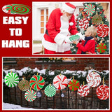 30 Pieces Outdoor Double Sided Lawn Decorations Christmas Large Candy Yard Decorations Plastic Outdoor Holiday and Christmas Hanging Porch and Tree Yard Lawn for Xmas Decor