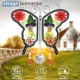 KY&BOSAM Suncatcher Butterfly Glass My Precious Sister Suncatchers Ornament hangings for Windows Wind Chime with Pressed Flower Butterfly Embedded in Glass Mother`s Day Birthdays
