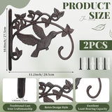 Frienda 2 Pack Cast Iron Plant Hanger Wall Hooks 11.2in Heavy Duty Hanging Plant Hooks Decorative Hummingbird Shape Brackets Vintage Metal Hanger Bracket for Hanging Baskets Bird Feeders Wind Chimes
