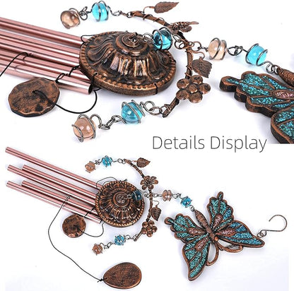 Blue Butterfly Wind Chimes - Wind Chimes for Outside Deep Tone 34 inches 5 Aluminum Tubes, Birthday, Memorial, Butterfly Gifts for Mom, Grandma, Daughter, Decor for Home, Garden, Patio, Backyard