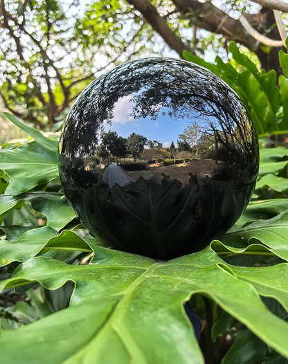 Gazing Ball for Garden Decor - 8-Inch Hollow Metal Sphere for Outdoor & Indoor Use, Patio, Yard, Flower Bed Accent Piece (Black)